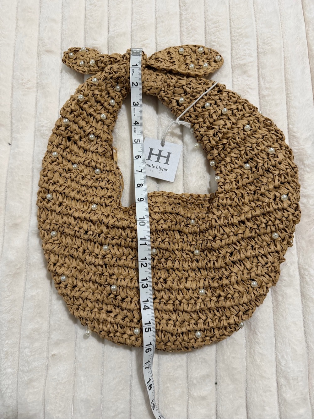 Haute Hippie Tan Woven Pearl-Embellished Shoulder Bag - Picture 3 of 5